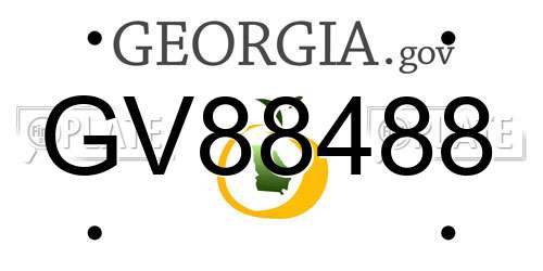 GV88488 Georgia License Plate