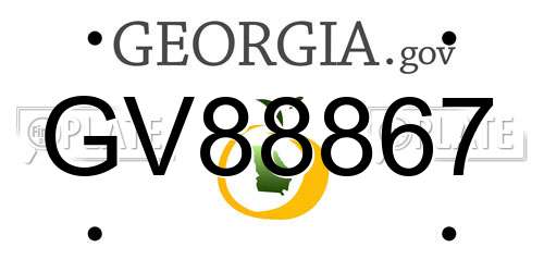 GV88867 Georgia License Plate