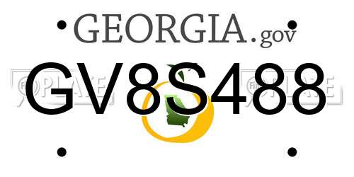 GV8S488 Georgia License Plate