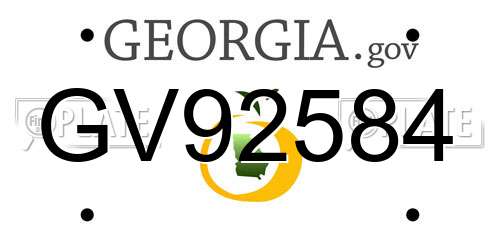 GV92584 Georgia License Plate