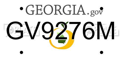 GV9276M Georgia License Plate