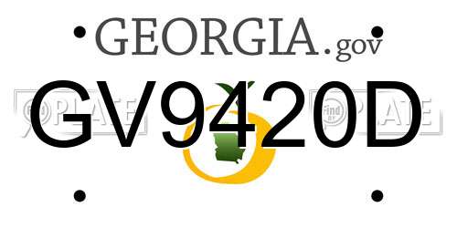 GV9420D Georgia License Plate