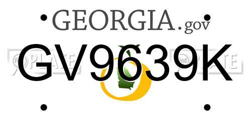GV9639K Georgia License Plate