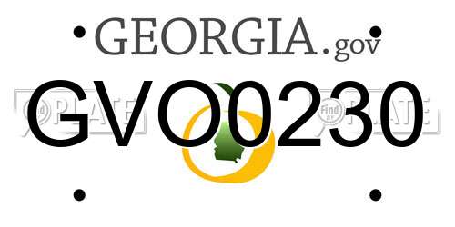 GVO0230 Georgia License Plate