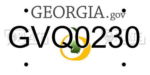 GVQ0230 Georgia License Plate