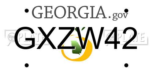 GXZW42 Georgia License Plate