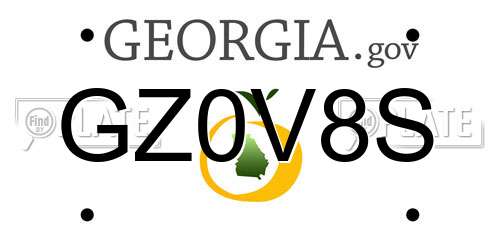GZ0V8S Georgia License Plate