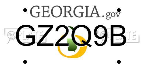 GZ2Q9B Georgia License Plate
