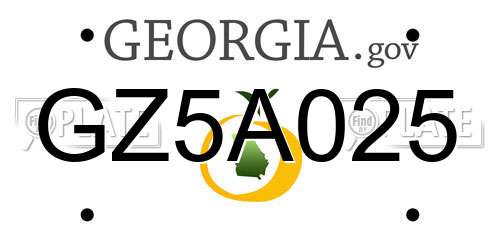 GZ5A025 Georgia License Plate