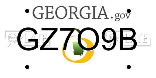 GZ7O9B Georgia License Plate