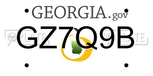 GZ7Q9B Georgia License Plate
