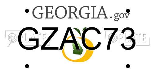 GZAC73 Georgia License Plate