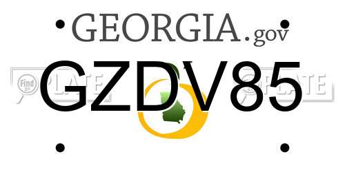 GZDV85 Georgia License Plate