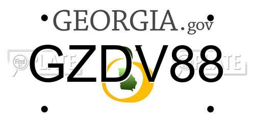 GZDV88 Georgia License Plate