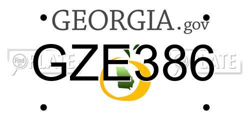 GZE386 Georgia License Plate