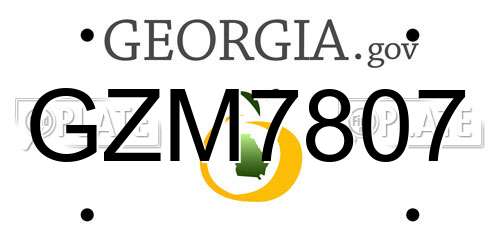 GZM7807 Georgia License Plate