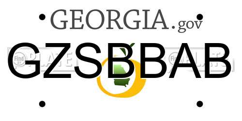 GZSBBAB Georgia License Plate