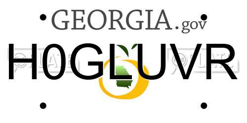 H0GLUVR Georgia License Plate