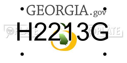 H2213G Georgia License Plate