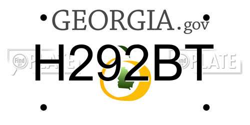 H292BT Georgia License Plate