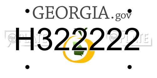 H322222 Georgia License Plate