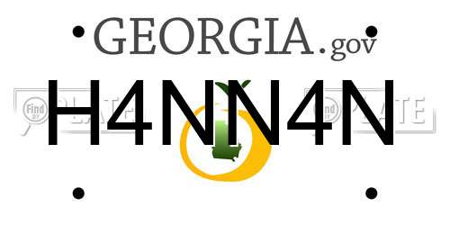 H4NN4N Georgia License Plate