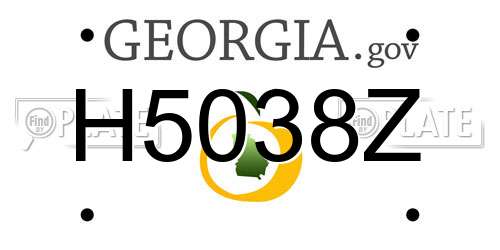 H5038Z Georgia License Plate