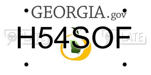 H54SOF Georgia License Plate