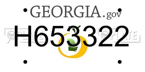 H653322 Georgia License Plate