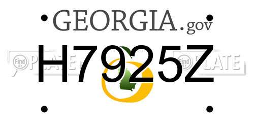H7925Z Georgia License Plate