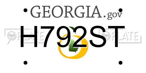 H792ST Georgia License Plate