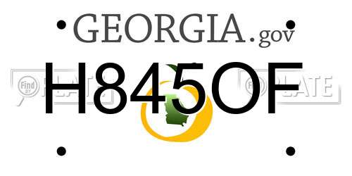 H845OF Georgia License Plate