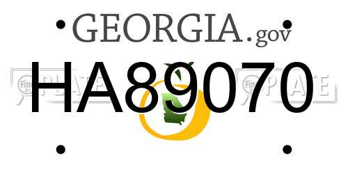 HA89070 Georgia License Plate