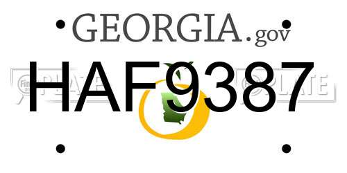 HAF9387 Georgia License Plate