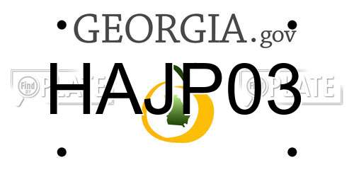 HAJP03 Georgia License Plate