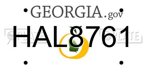 HAL8761 Georgia License Plate