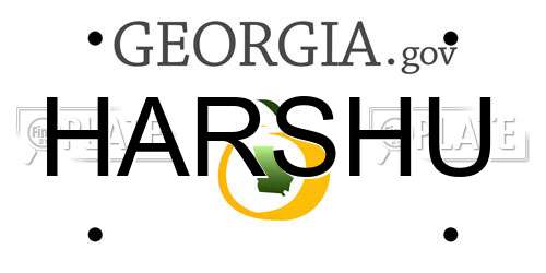 HARSHU Georgia License Plate