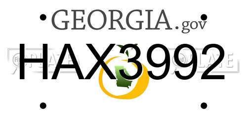 HAX3992 Georgia License Plate