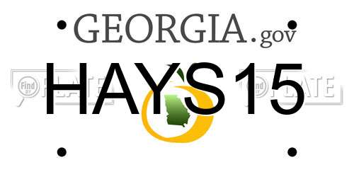 HAYS15 Georgia License Plate