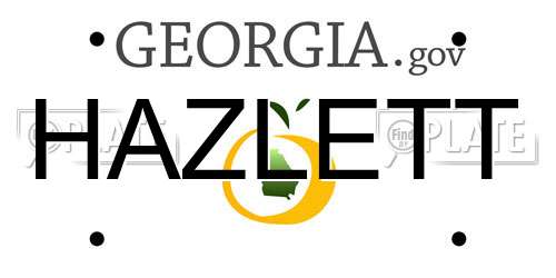 HAZLETT Georgia License Plate