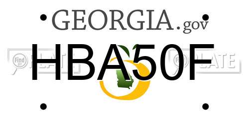 HBA50F Georgia License Plate