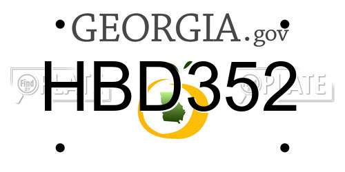 HBD352 Georgia License Plate