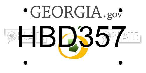 HBD357 Georgia License Plate