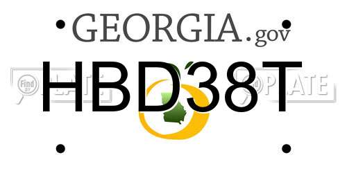 HBD38T Georgia License Plate