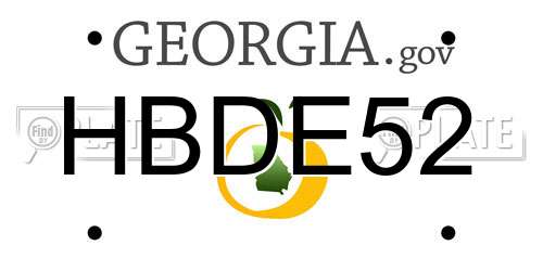 HBDE52 Georgia License Plate