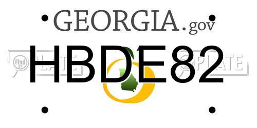 HBDE82 Georgia License Plate