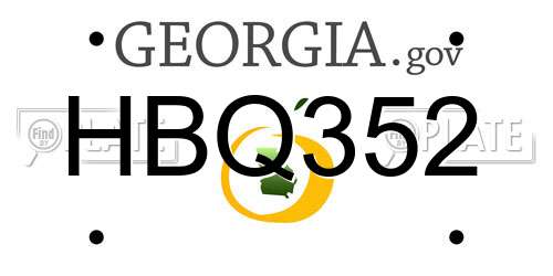 HBQ352 Georgia License Plate