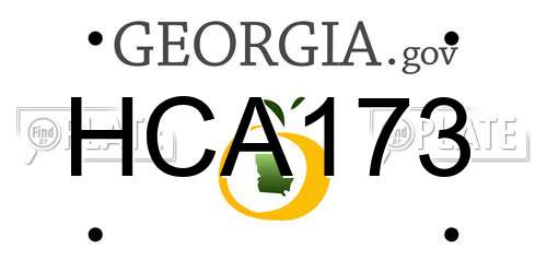 HCA173 Georgia License Plate