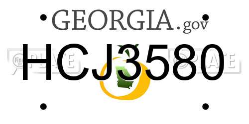 HCJ3580 Georgia License Plate