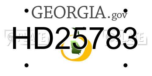 HD25783 Georgia License Plate